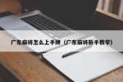 广东麻将怎么上手牌（广东麻将新手教学）