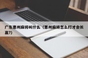 广东惠州麻将叫什么（惠州麻将怎么打才会长赢?）